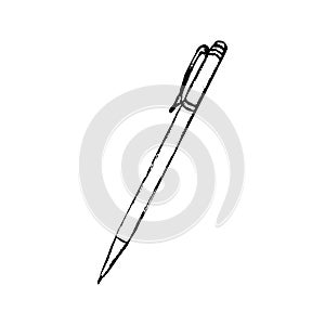 Fine capillary pen blackÂ sketch. Pen icon in doodle style